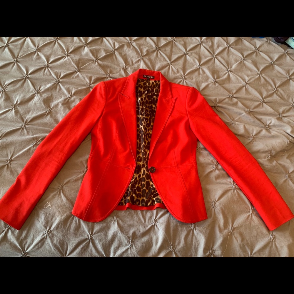 Express Red Blazer with Leopard lining